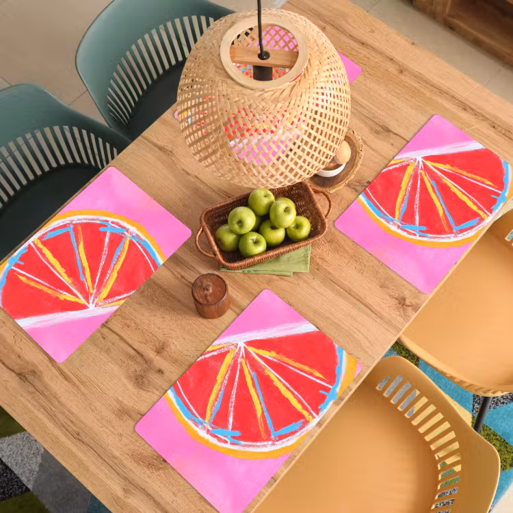 Tischset - Grapefruit - Gemalt - Rosa - Streifen — 3