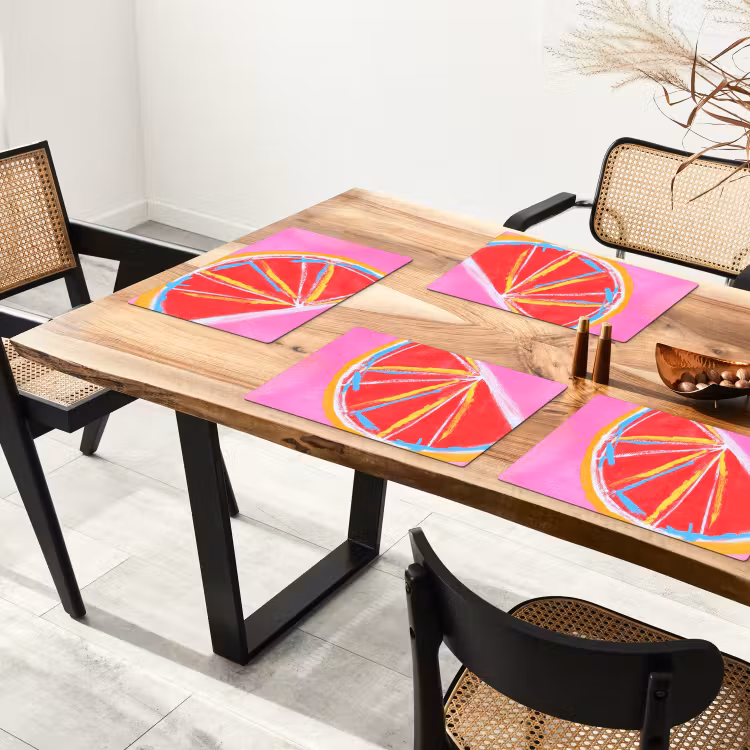 Tischset - Grapefruit - Gemalt - Rosa - Streifen — 4