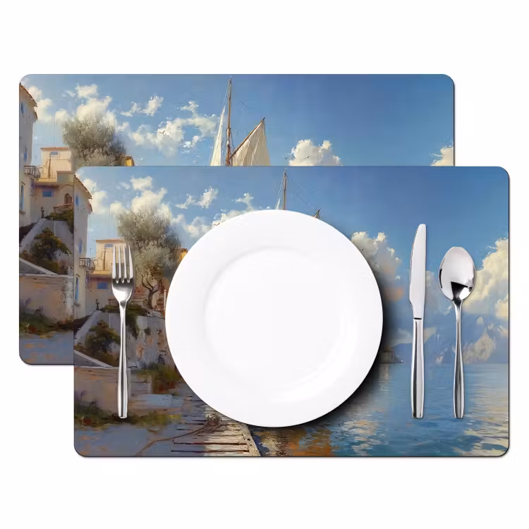 Tischset - Segelschiff - Häuser - Kai - Meer — 2