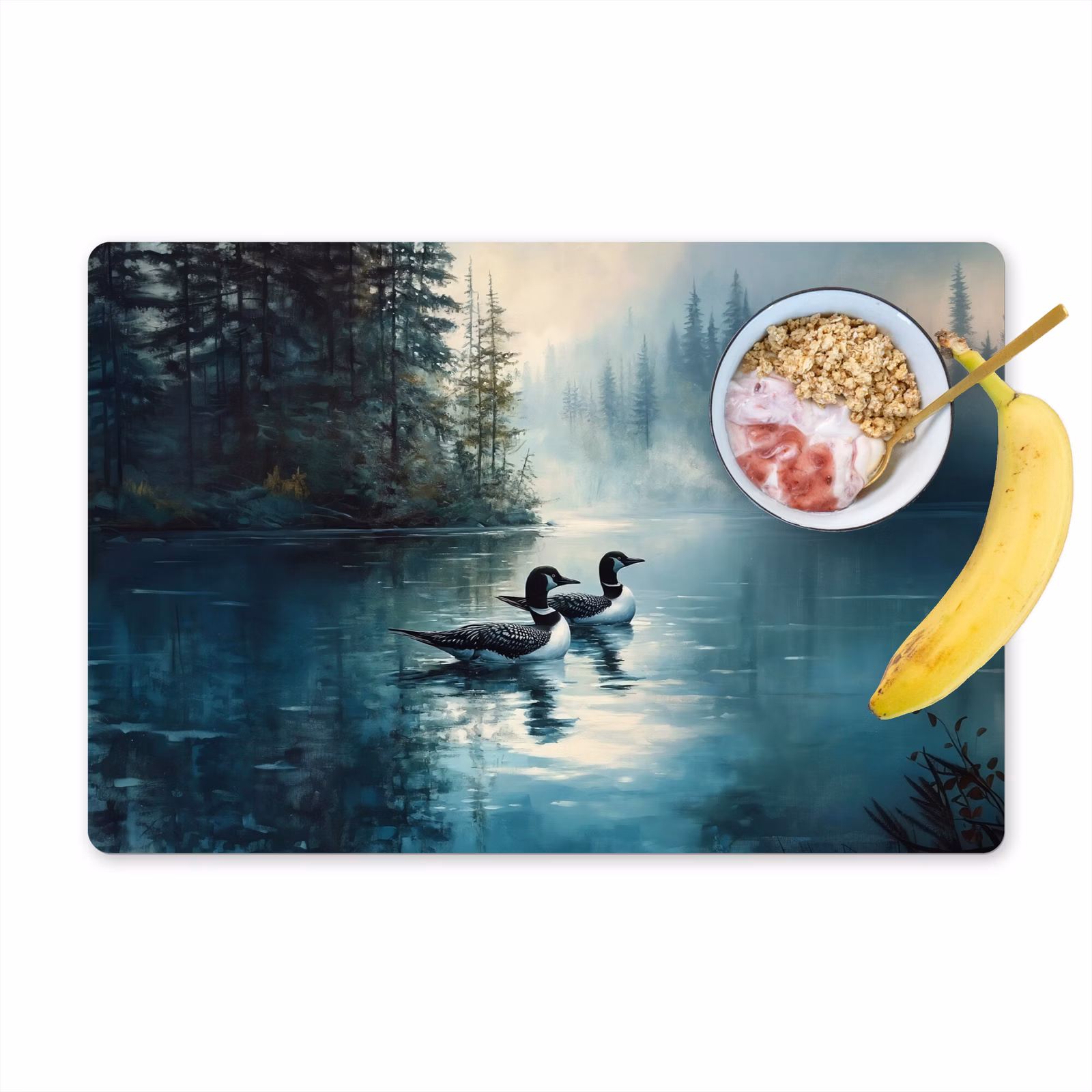 Tischset - Wald - Wasser - Enten - Neblig — 1