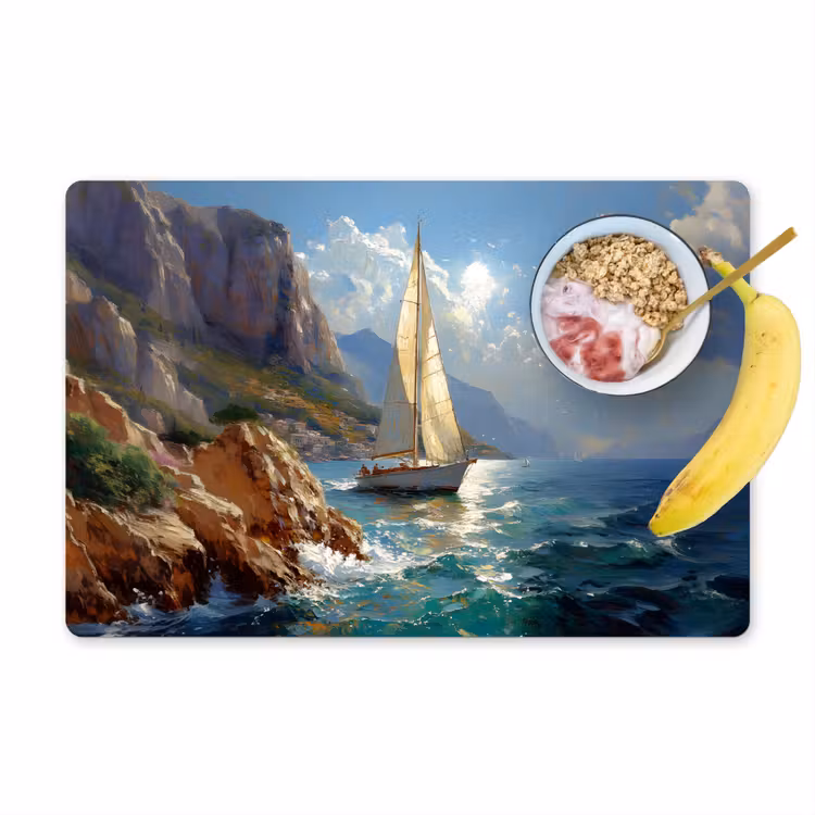 Tischset - Segelschiff - Meer - Felsen - Wolken — 1