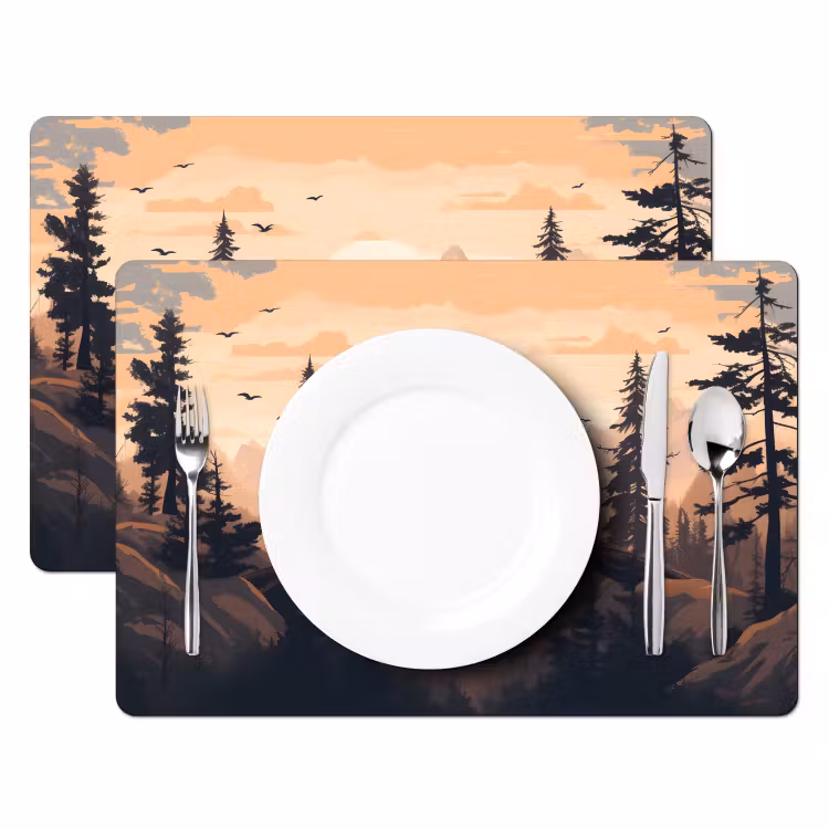 Tischset - Bären - Bäume - Landschaft - Sonnenuntergang — 2