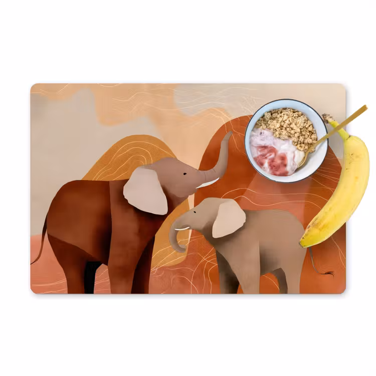 Tischset - Elefanten - Orange - Abstrakt — 1