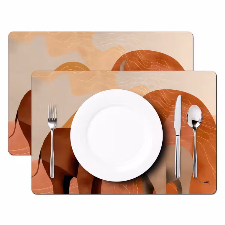 Tischset - Elefanten - Orange - Abstrakt — 2