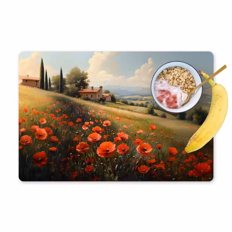 Tischset - Mohnblumen - Rot - Hügel - Landschaft — 1