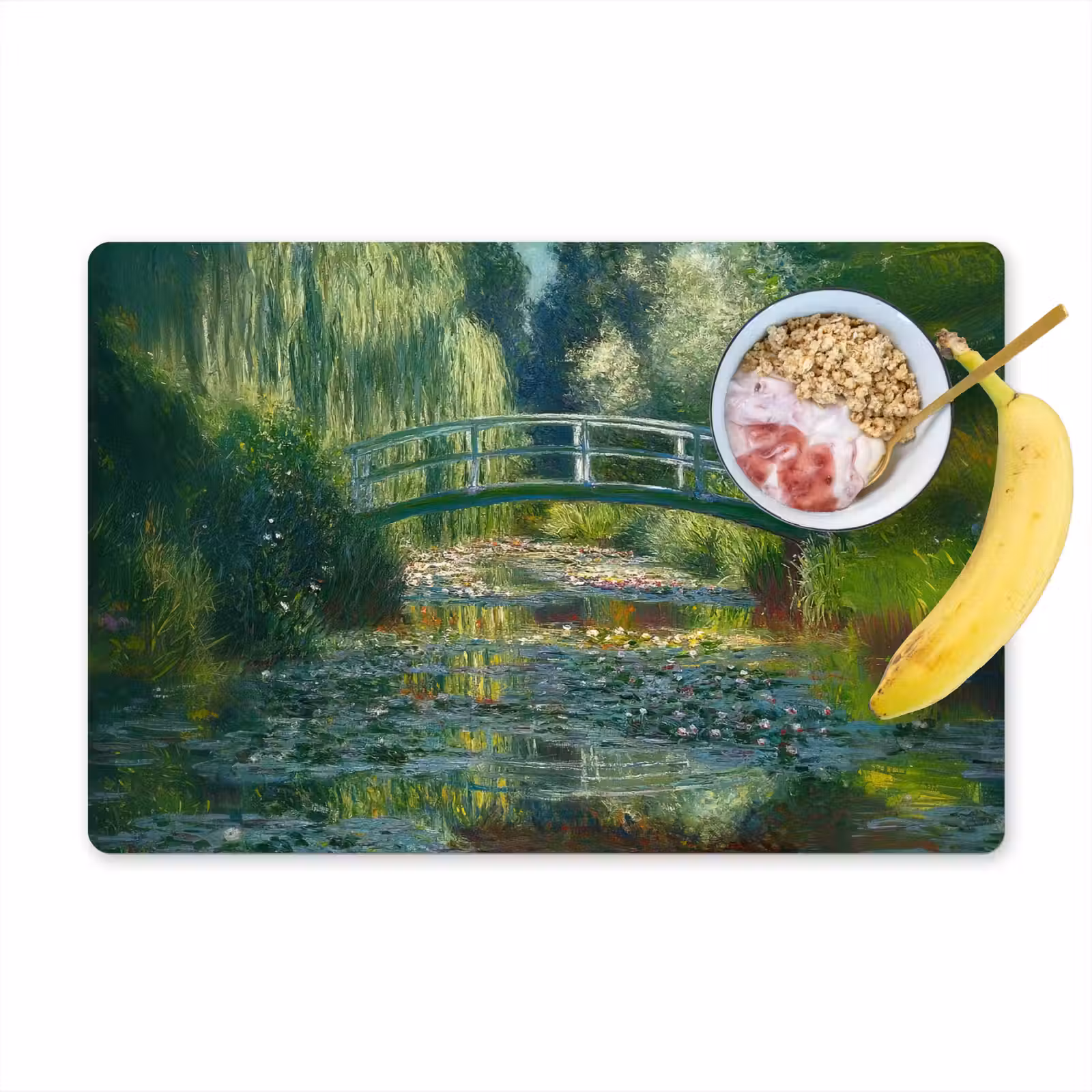 Tischset - Brücke - Holz - Teich - Seerosen — 1