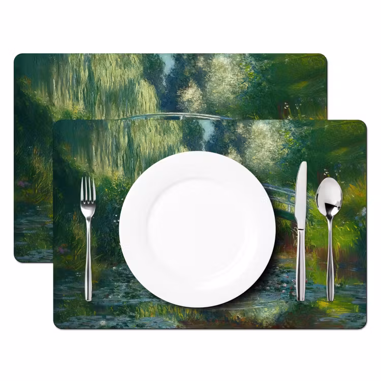 Tischset - Brücke - Holz - Teich - Seerosen — 2