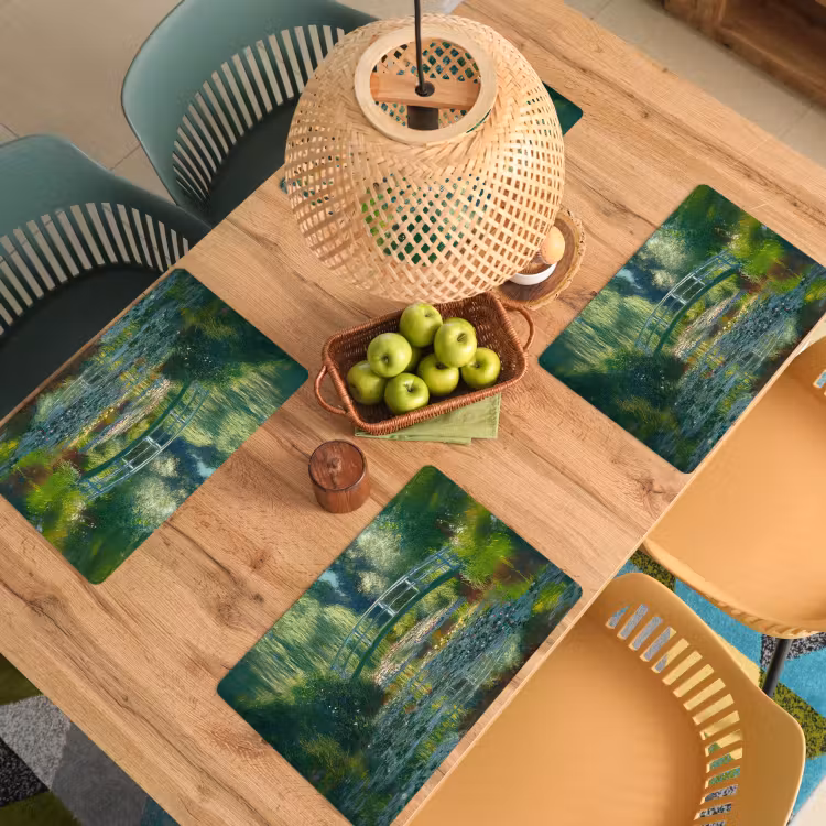 Tischset - Brücke - Holz - Teich - Seerosen — 3