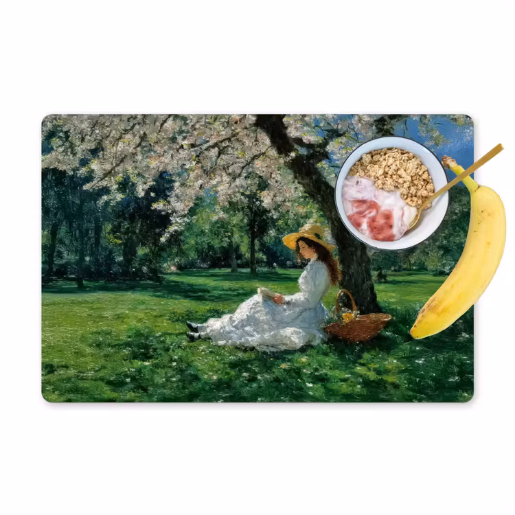 Tischset - Frau - Baum - Buch - Korb — 1