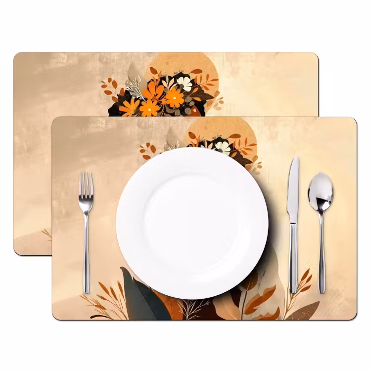 Tischset - Frau - Locken - Blumen - Beige — 2