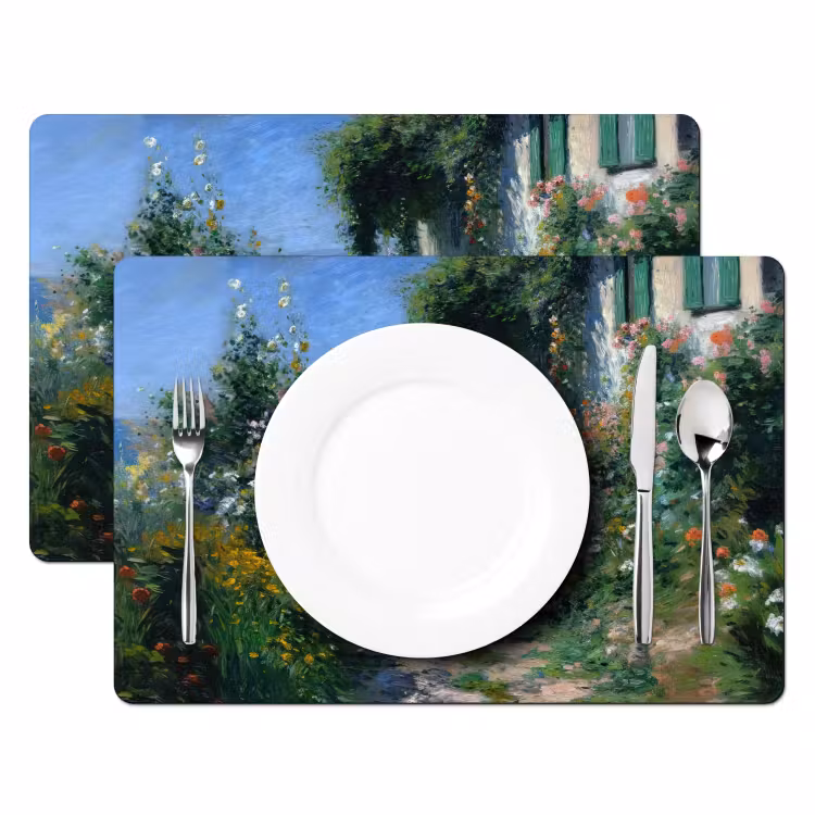 Tischset - Katze - Frau - Blumen - Haus — 2