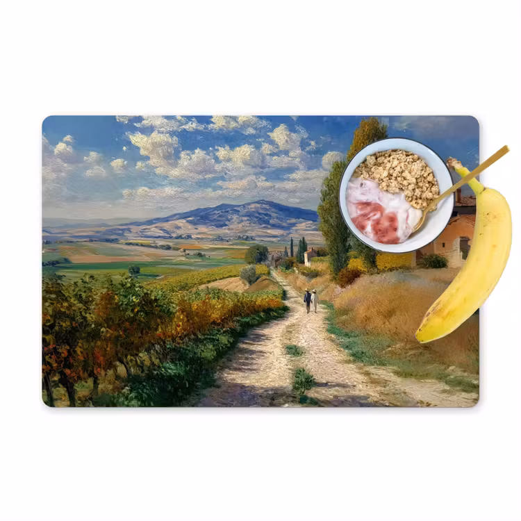 Tischset - Menschen - Wandern - Sandweg - Felder — 1
