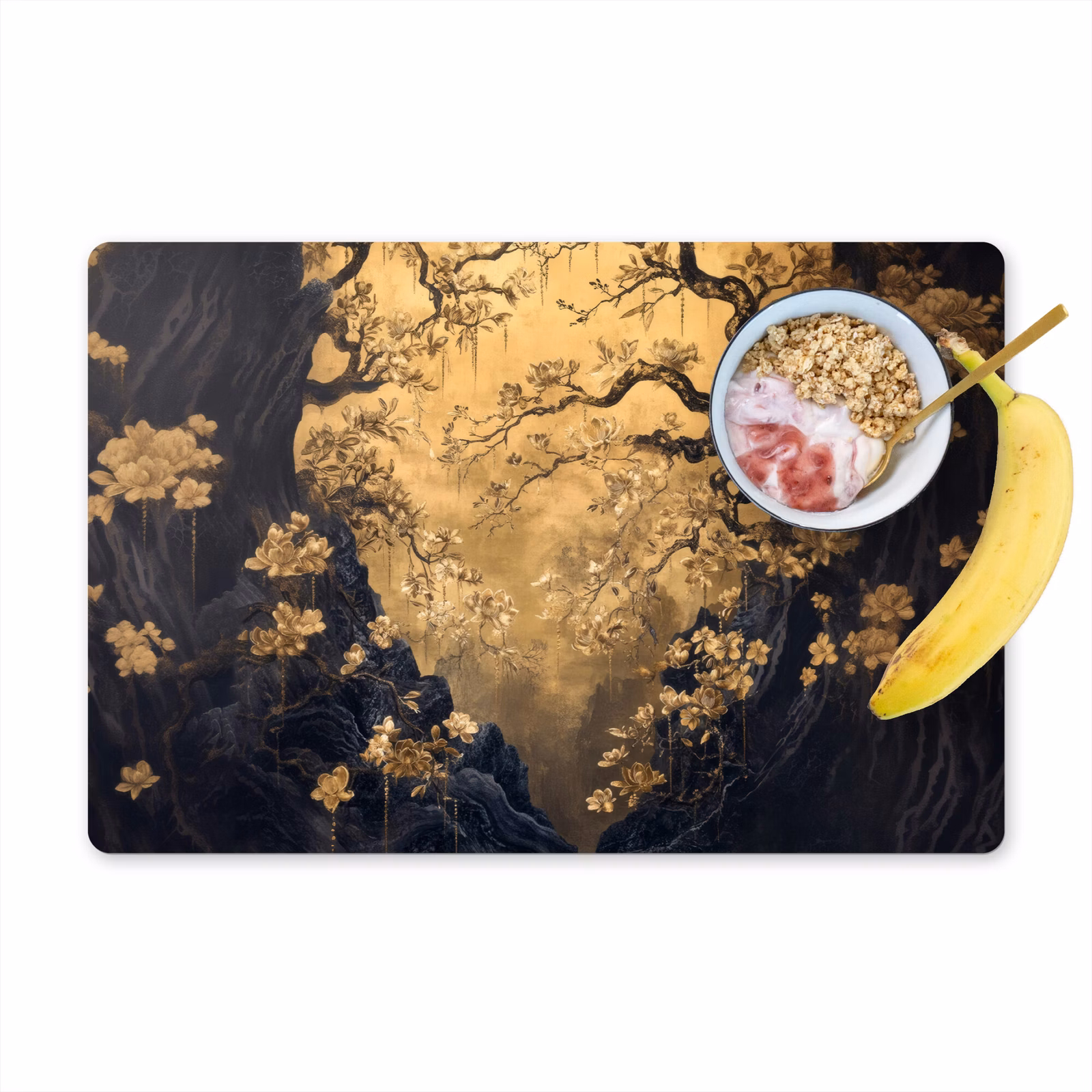 Tischset - Blumen - Zweige - Gold - Dekorativ — 1