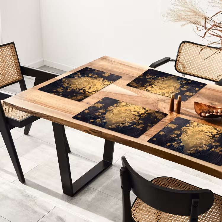Tischset - Blumen - Zweige - Gold - Dekorativ — 4