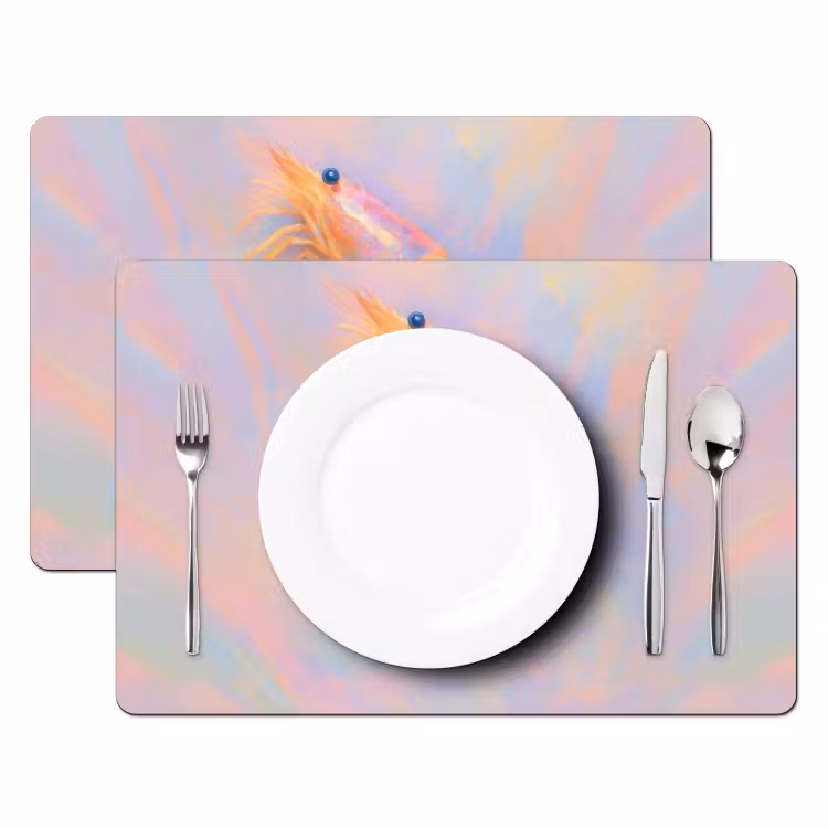 Tischset - Garnele - Subtile Struktur - Blau - Rosa — 2