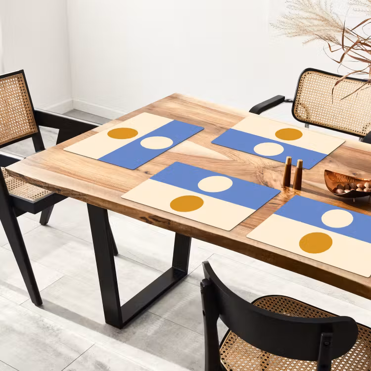 Tischset - Kreise - Symmetrisch - Weiß - Blau - Gelb — 4