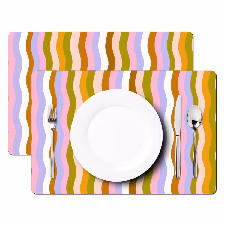 Tischset - Linien - Wellen - Pastellfarben - Muster — 2
