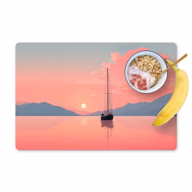 Tischset - Segelboot - Rosa Meer - Sonnenuntergang - Berge — 1