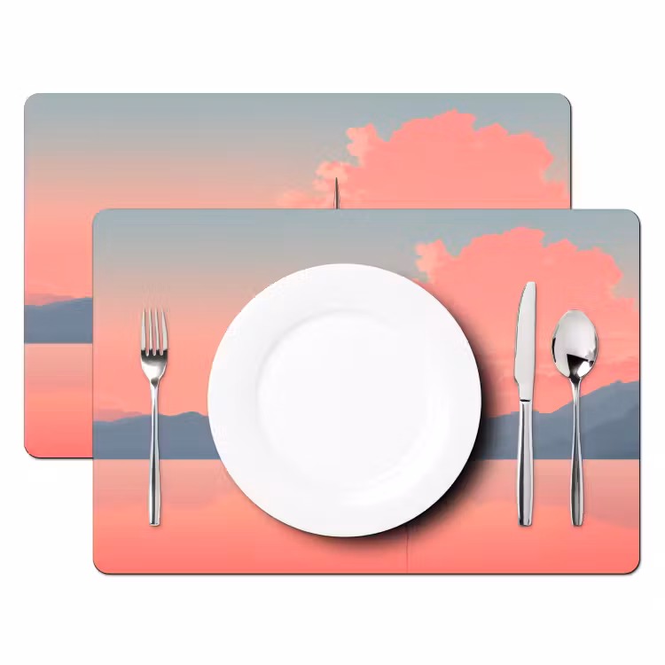 Tischset - Segelboot - Rosa Meer - Sonnenuntergang - Berge — 2
