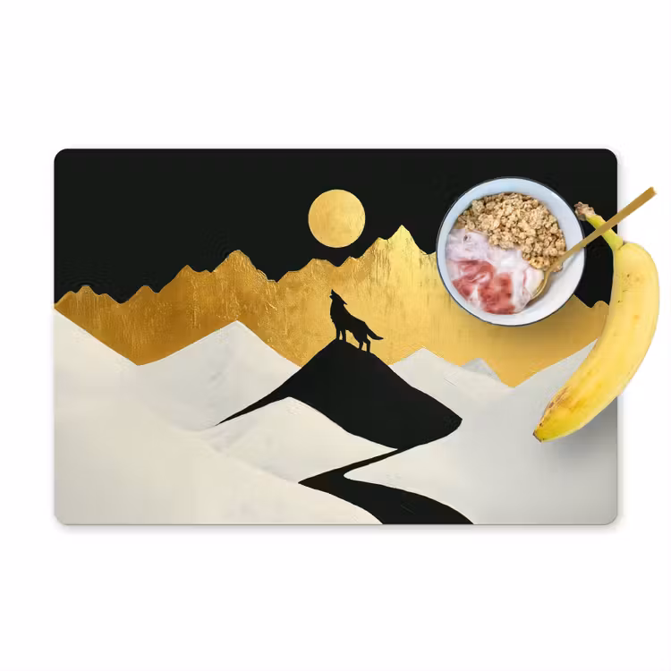 Tischset - Wolf - Berg - Mond - Schwarz — 1