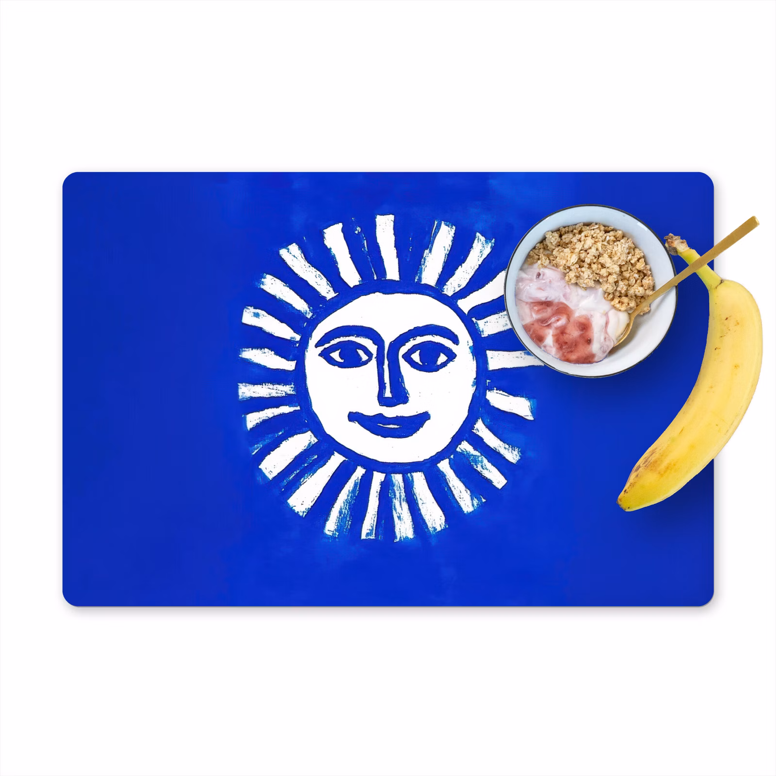 Tischset - Sonne - Gesicht - Bürstentextur - Blau — 1
