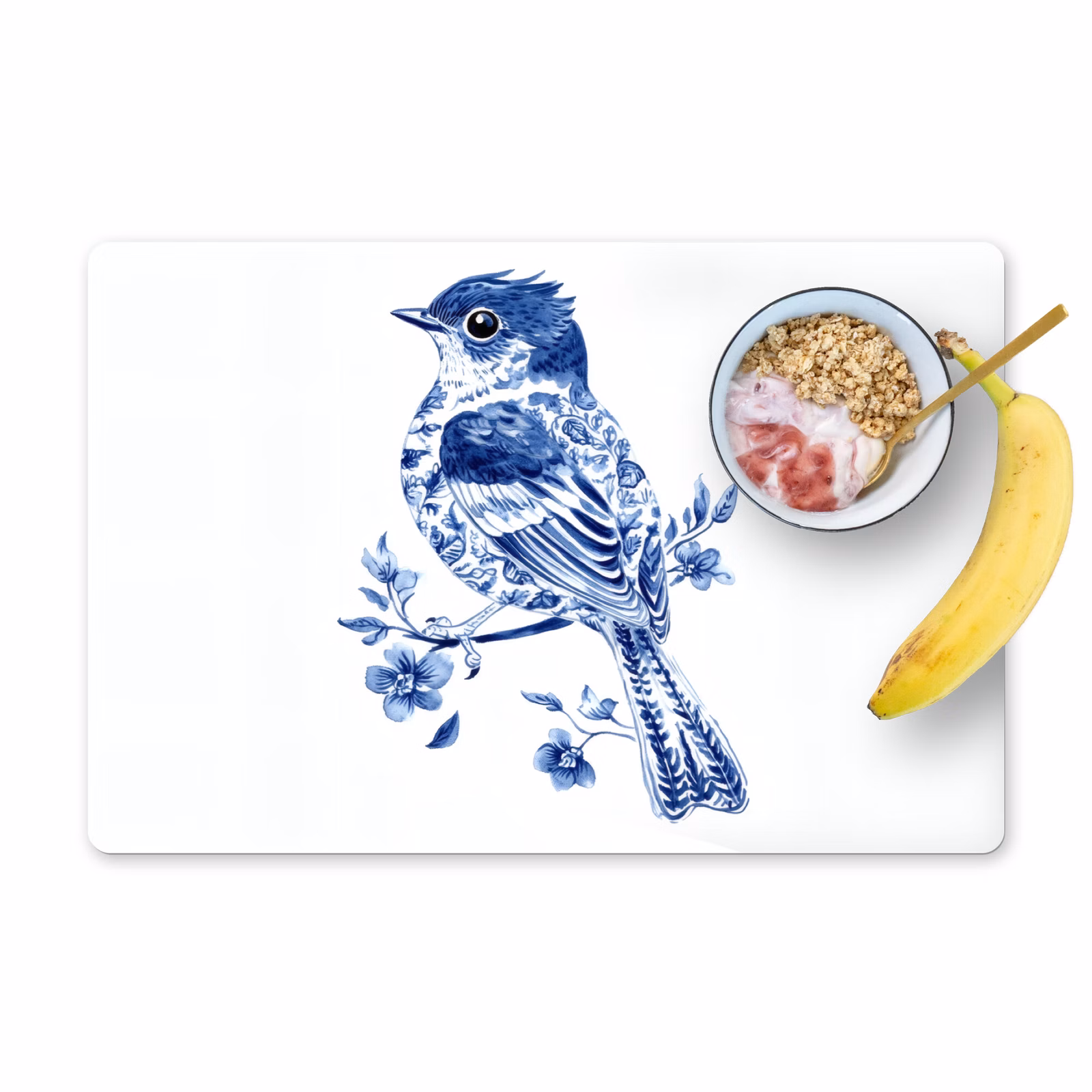 Tischset - Vogel - Delfter Blau - Illustration - Blumen — 1