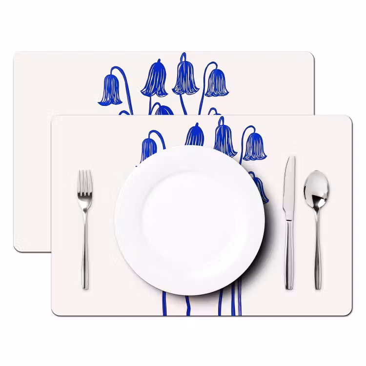 Tischset - Blumen - Blau - Linien - Blütenblätter — 2