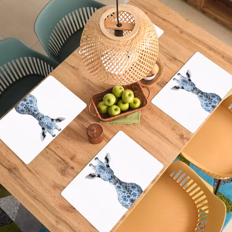 Tischset - Giraffe - Delfter Blau - Tiere - Minimalistisch — 3
