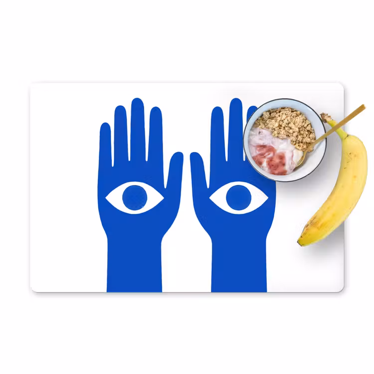 Tischset - Hände - Zwei - Augen - Blau — 1