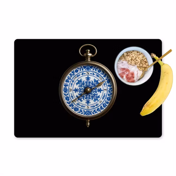 Tischset - Kompass - Delfter Blau - Schwarz — 1
