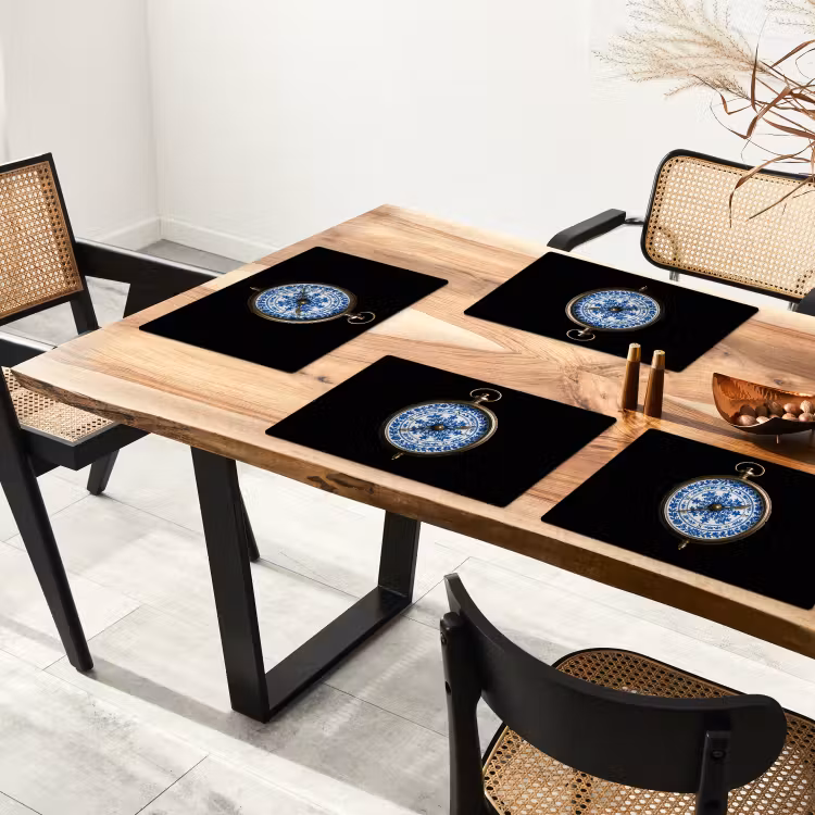 Tischset - Kompass - Delfter Blau - Schwarz — 4
