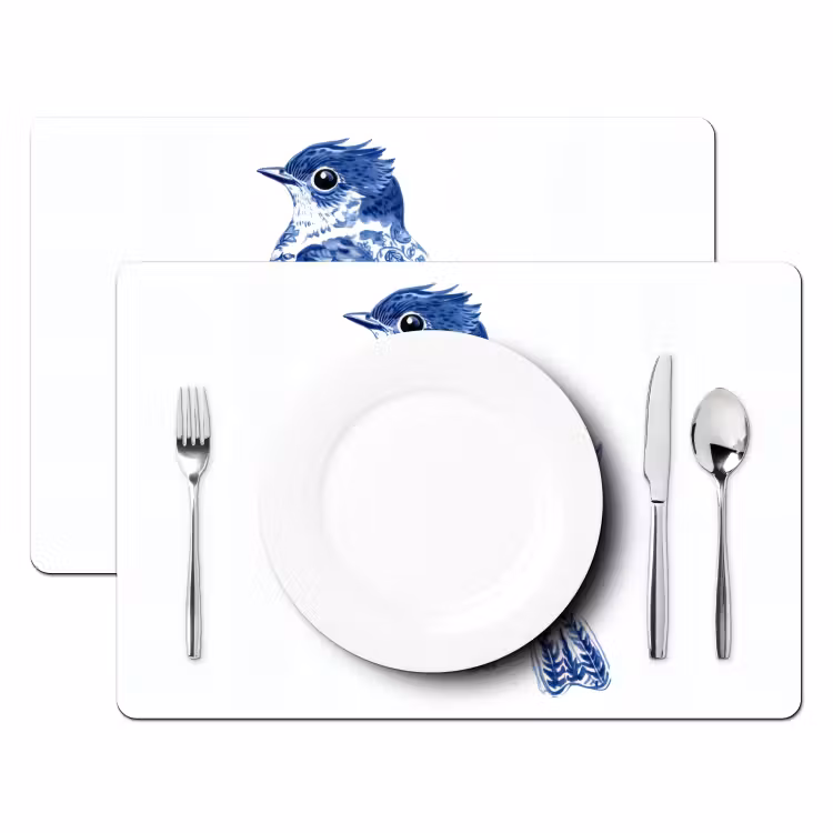 Tischset - Vogel - Delfter Blau - Illustration - Blumen — 2