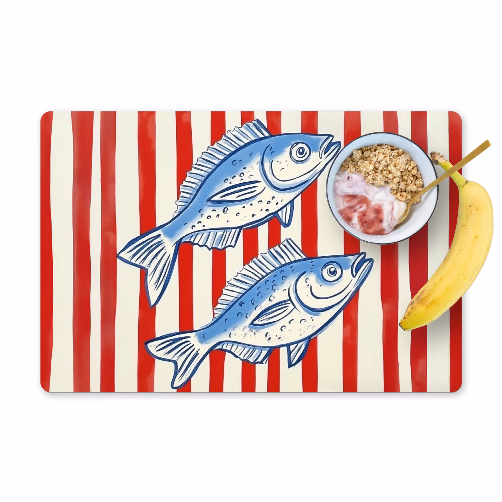 Tischset - Fisch - Vertikale Streifen - Blau - Rot — 1