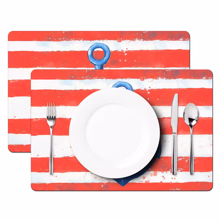 Tischset - Anker - Farbspritzer - Rot - Blau — 2
