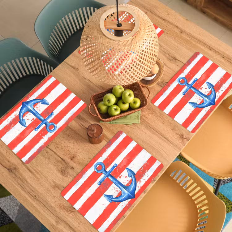 Tischset - Anker - Farbspritzer - Rot - Blau — 3
