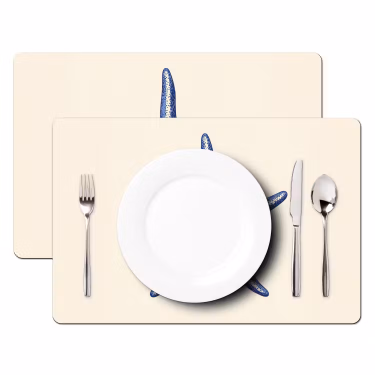 Tischset - Blauer Seestern - Minimalistisch - Beige — 2