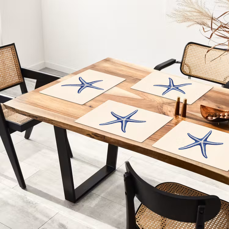 Tischset - Blauer Seestern - Minimalistisch - Beige — 4