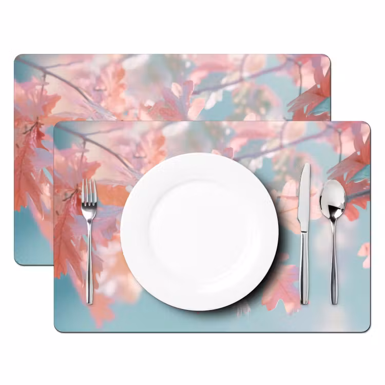 Tischset - Eikenbladeren - Takken - Roze — 2