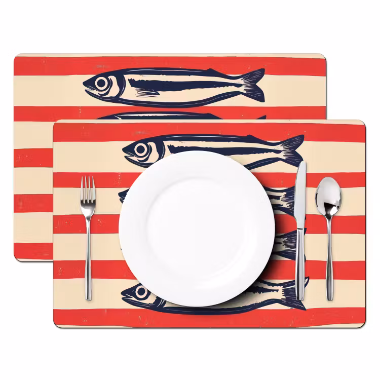 Tischset - Sardinen - Rot und beige gestreift — 2