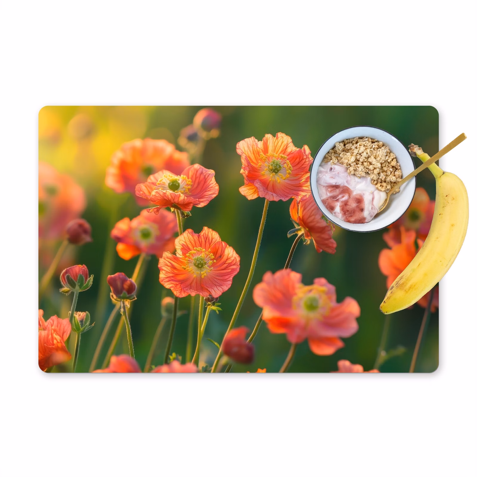 Tischset - Blumenfeld - Sonnenstrahlen - Orange — 1