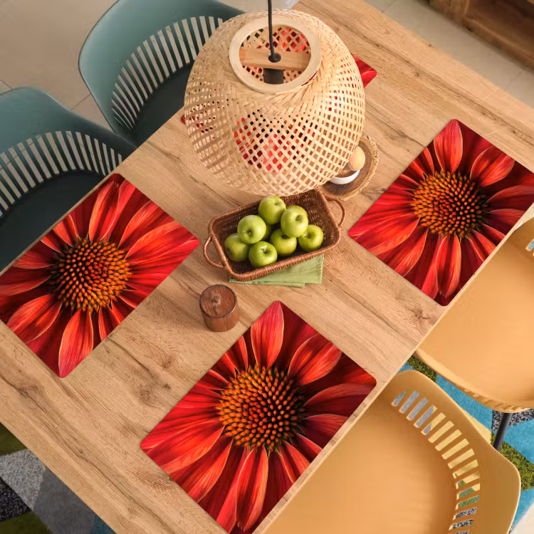 Tischset - Nahaufnahme - Blume - Rot — 3