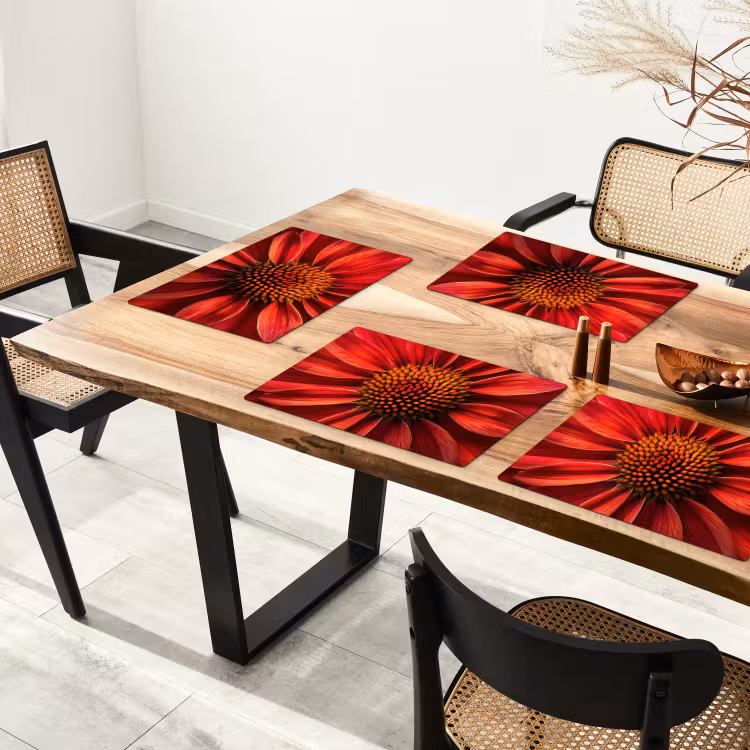 Tischset - Nahaufnahme - Blume - Rot — 4