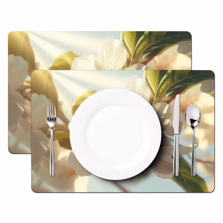 Tischset - Blüten - Sonnenlicht - Zitat - Weiß — 2