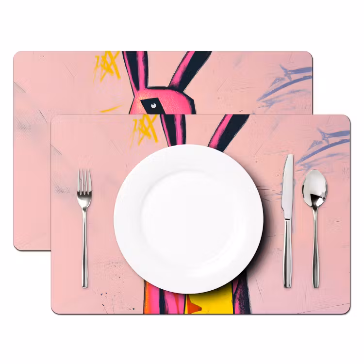 Tischset - Abstrakt - Kaninchen - Halstuch - Gelb — 2