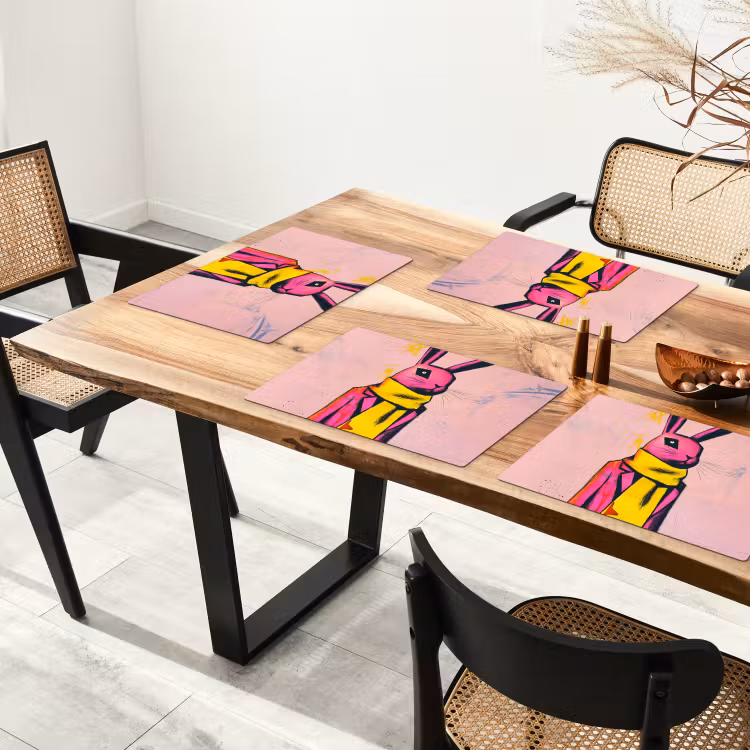 Tischset - Abstrakt - Kaninchen - Halstuch - Gelb — 4