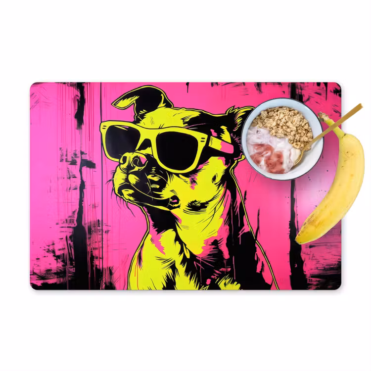 Tischset - Hund - Sonnenbrille - Rosa - Kunst — 1