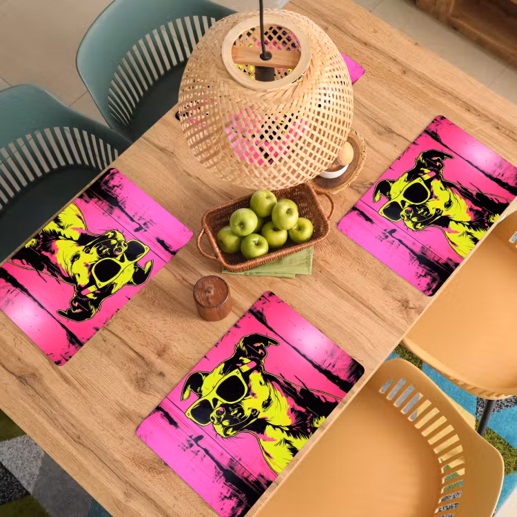 Tischset - Hund - Sonnenbrille - Rosa - Kunst — 3