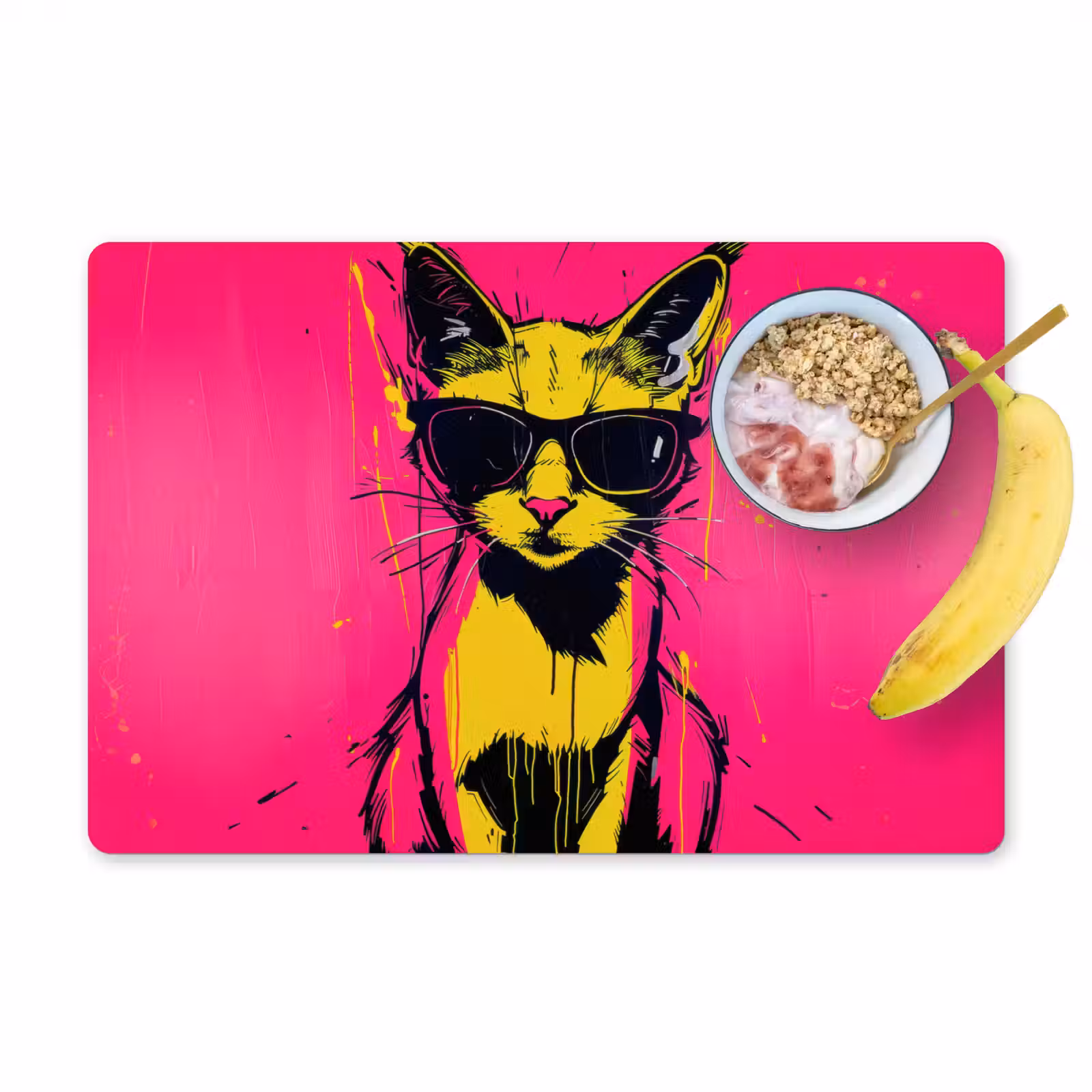 Tischset - Katze - Kunst - Sonnenbrille - Rosa — 1