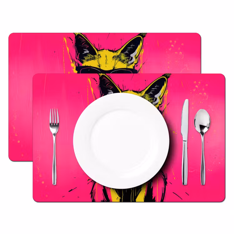 Tischset - Katze - Kunst - Sonnenbrille - Rosa — 2