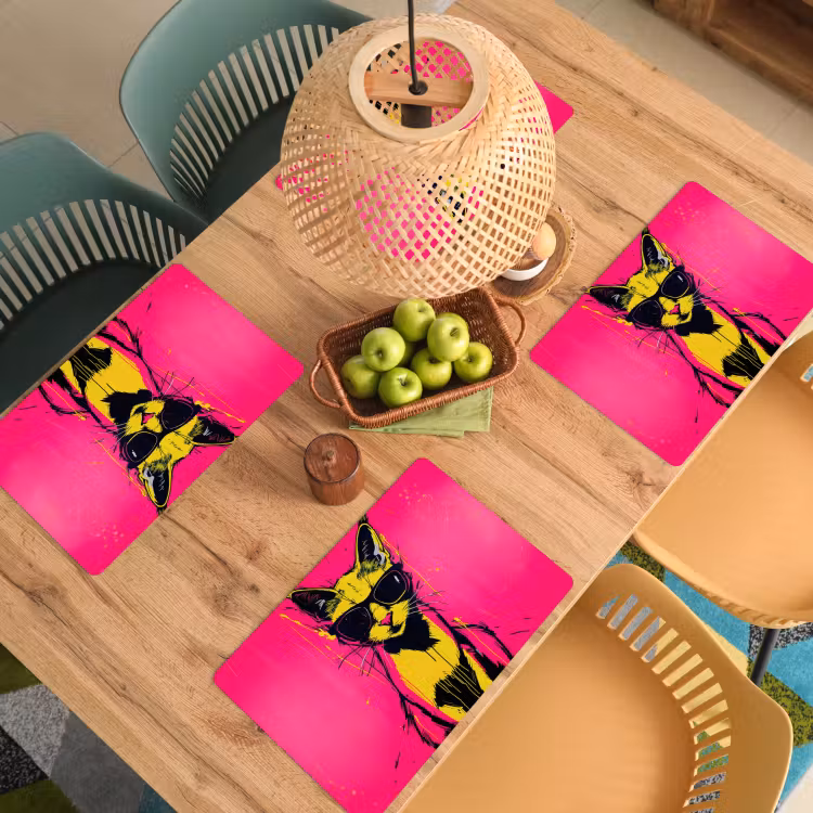 Tischset - Katze - Kunst - Sonnenbrille - Rosa — 3